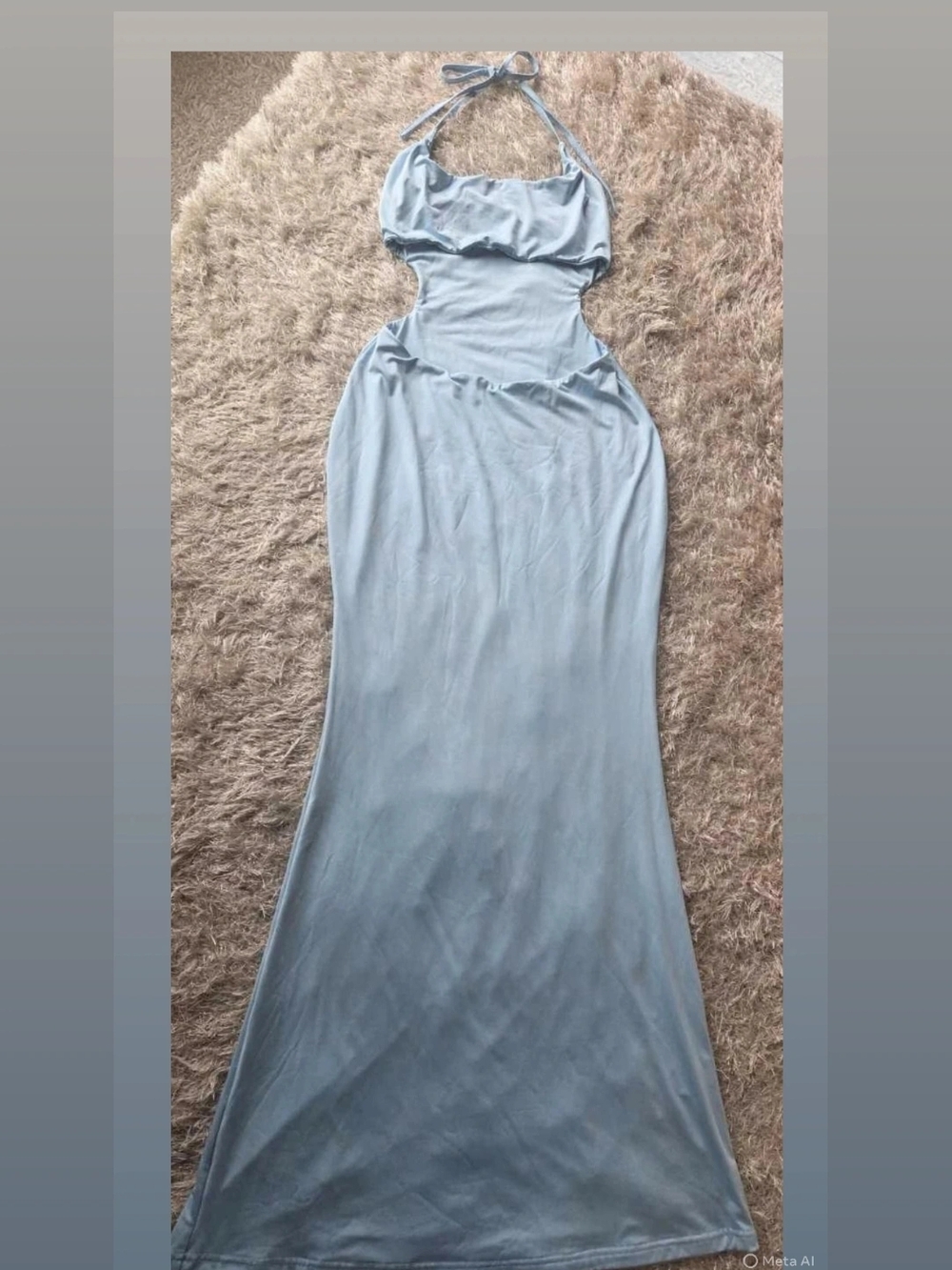 Halter Cutout Maxi Dress in Light Blue S